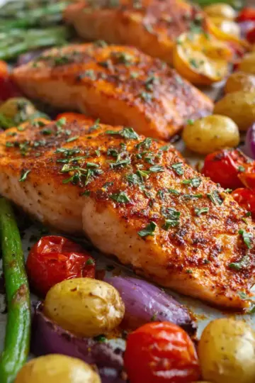 Cajun Salmon One Sheet Pan
