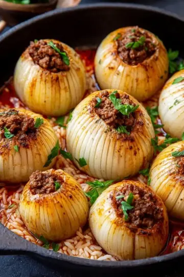Stuffed Onions with Ground Beef and Rice