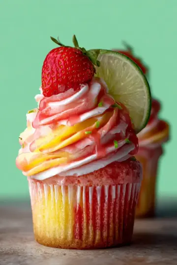 Strawberry Mango Margarita Cupcakes
