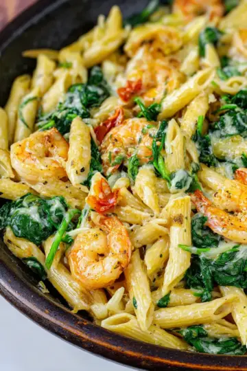 Cheese Shrimp Penne Pasta & Spinach