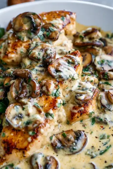 Creamy Parmesan Garlic Mushroom Chicken