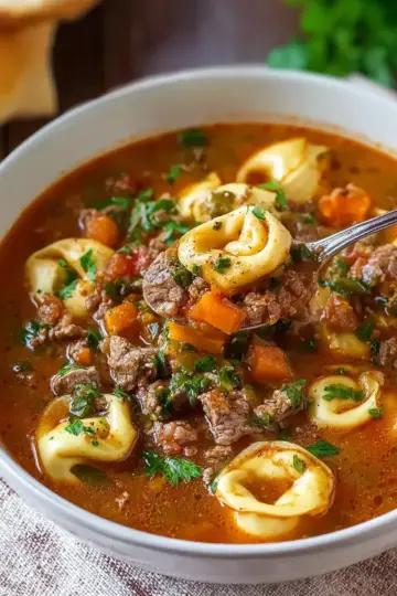 Italian Beef Tortellini Soup