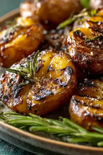 Smoky Grilled Garlic Rosemary Smashed Potatoes