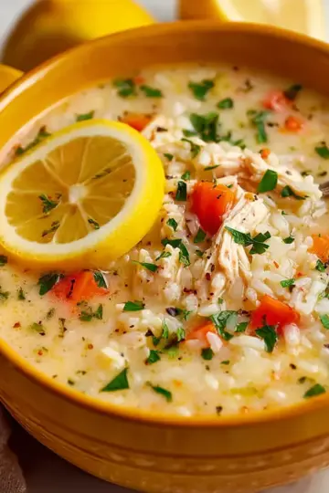Tangy Lemon Chicken and Rice Soup
