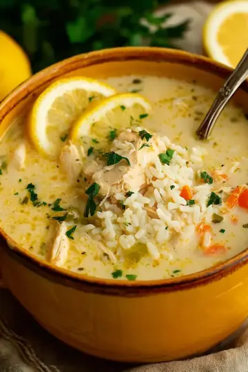 Tangy Lemon Chicken and Rice Soup