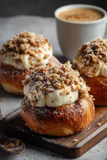Winter Coffee Brioche Buns with Custard and Spiced Crumb Topping Recipe