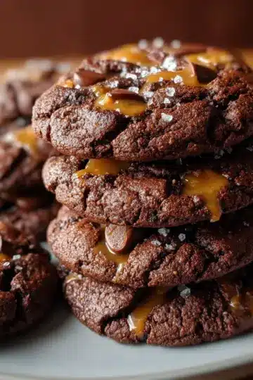 Double Chocolate Salted Caramel Cookies