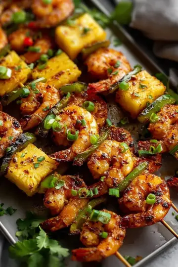 Simple Grilled Pineapple Shrimp Skewers
