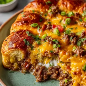 Cheesy Hamburger and Crescent Roll Casserole