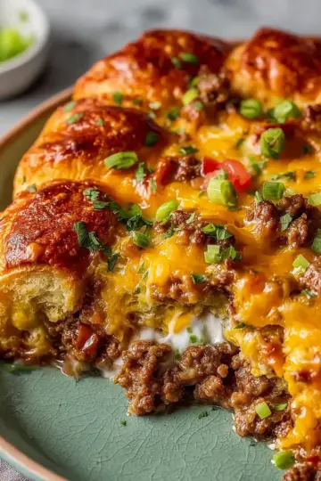 Cheesy Hamburger and Crescent Roll Casserole