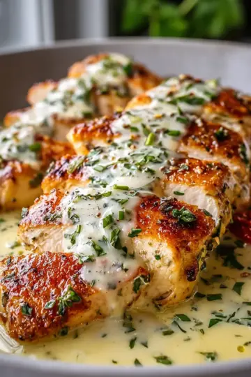 Baked Caesar Chicken with Creamy Parmesan Sauce Recipe