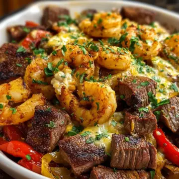 Cheesy Steak & Shrimp Skillet Bowl