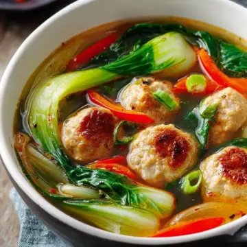 Vietnamese Chicken Meatball Soup with Bok Choy